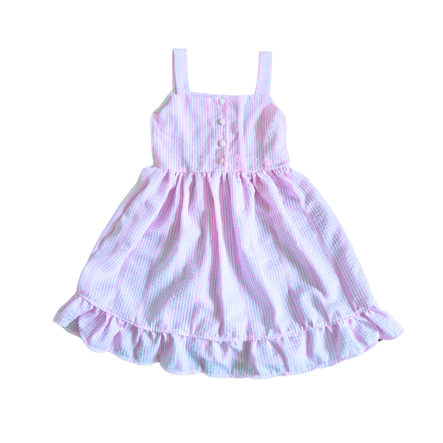Pink Striped Seersucker Dress – Lightweight Summer Dress for Girls