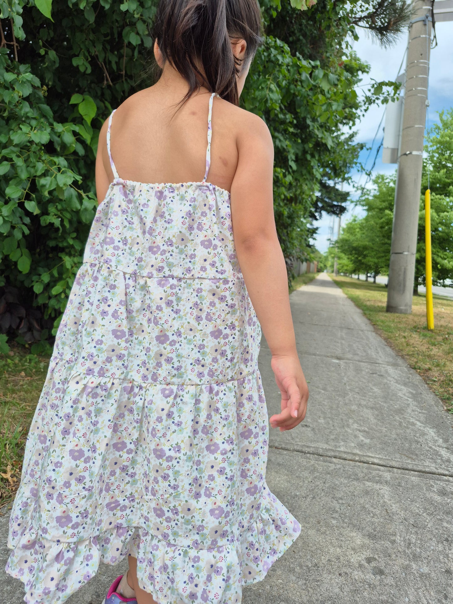 Blossom Tiered Dress – Lavender Floral Summer Dress for Girls