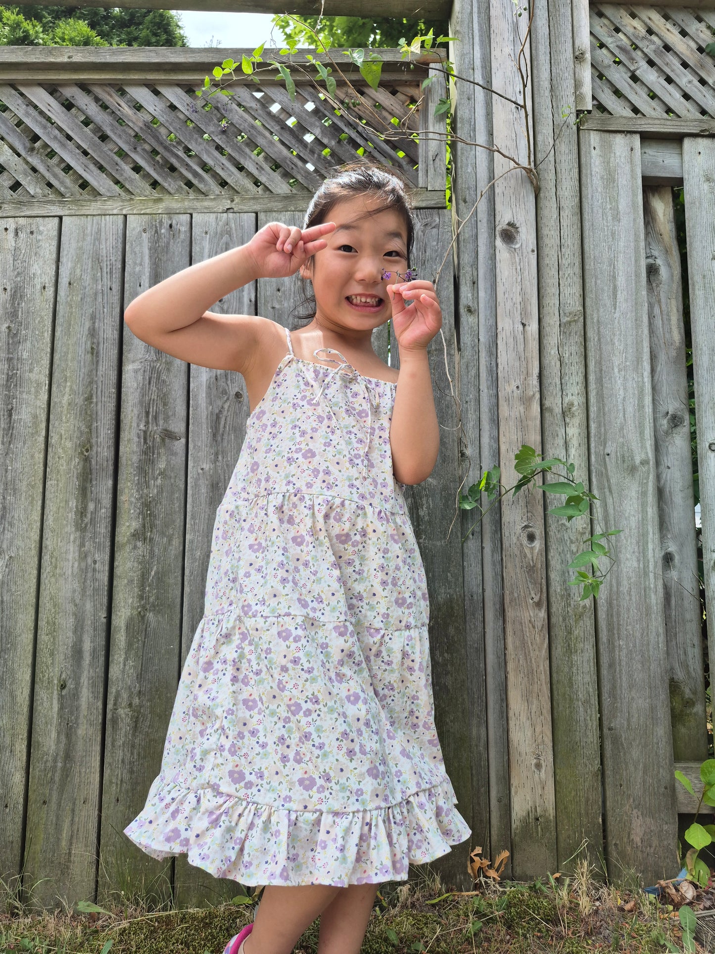 Blossom Tiered Dress – Lavender Floral Summer Dress for Girls