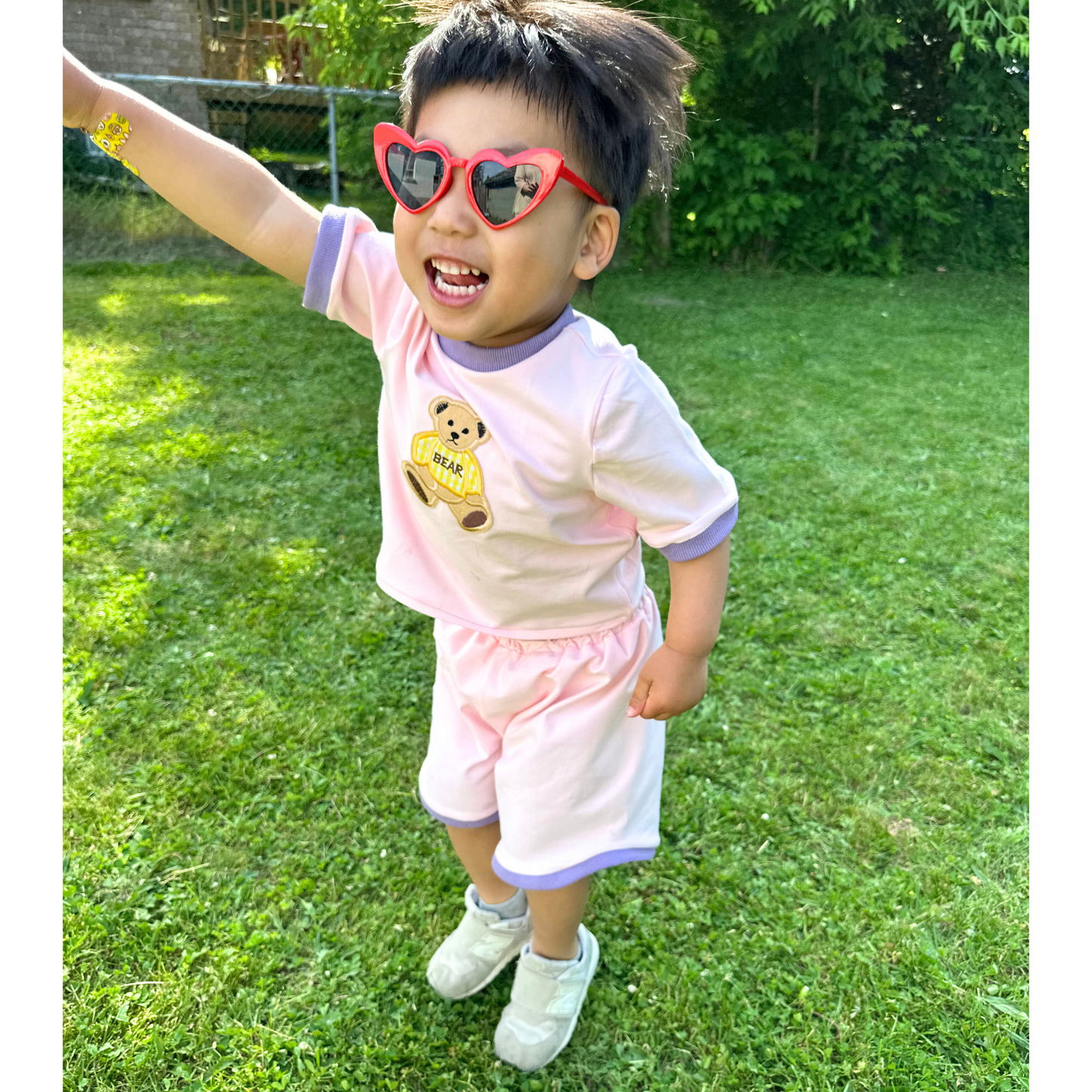 Bear Embroidery Cotton Set – 2pc Toddler Summer Outfit