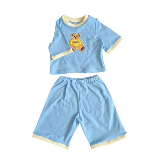 Bear Embroidery Cotton Set – 2pc Toddler Summer Outfit