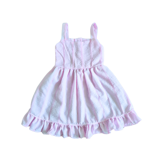 Pink Striped Seersucker Dress – Lightweight Summer Dress for Girls